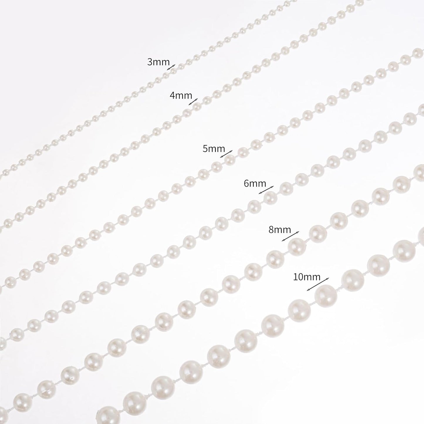 6mm Crafts Faux Pearl Beads Garland Pearl Bead Roll Strand of Pearls to Decorate Floral Centerpieces Wedding Party Favor Christmas Tree(82 Feet White)