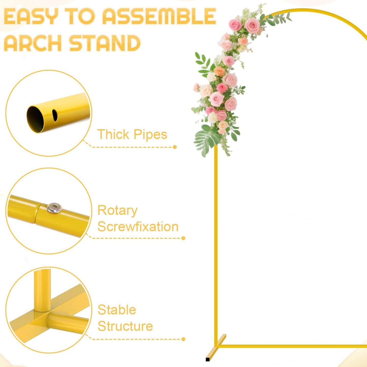 FUHSY Wedding Backdrop Arch Stand with Beige Arch Cover 7.2FT Metal Arch Backdrops Stand and Cover Set Balloon Backdrop Arches for Wedding Ceremony Graduation Bridal Baby Shower Event Decorations