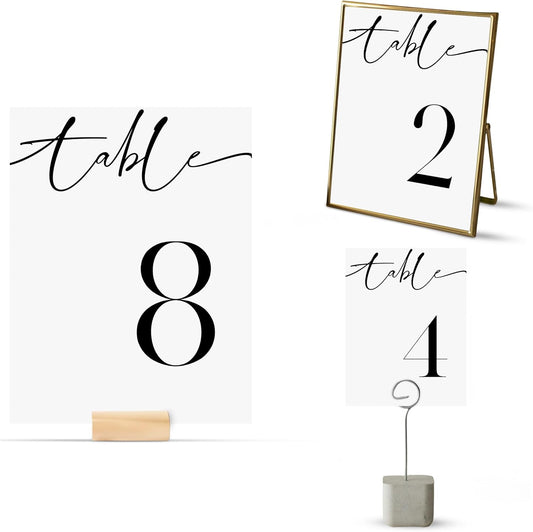 26 Pieces Table Numbers for Wedding Reception, Table Number 1-25 with Head Table Card, Double Sided Contemporary Table Number Design, 4x6" Wedding Table Numbers, Matte Lamination Table Number Cards