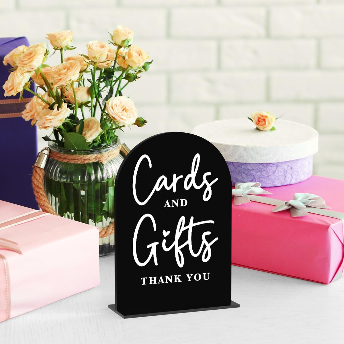 Acrylic Wedding Sign Cards and Gifts Sign for Wedding Wedding Signs for Ceremony Modern Calligraphy Arch Acrylic Table Top Sign for Wedding Reception and Event Party Table(black）