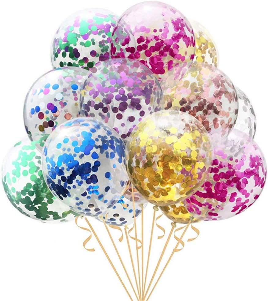Green Confetti Balloons 12 inch, 50 Pcs Clear Balloon with Green Confetti for Graduation Birthday Wedding Baby Shower Christmas Party Decorations