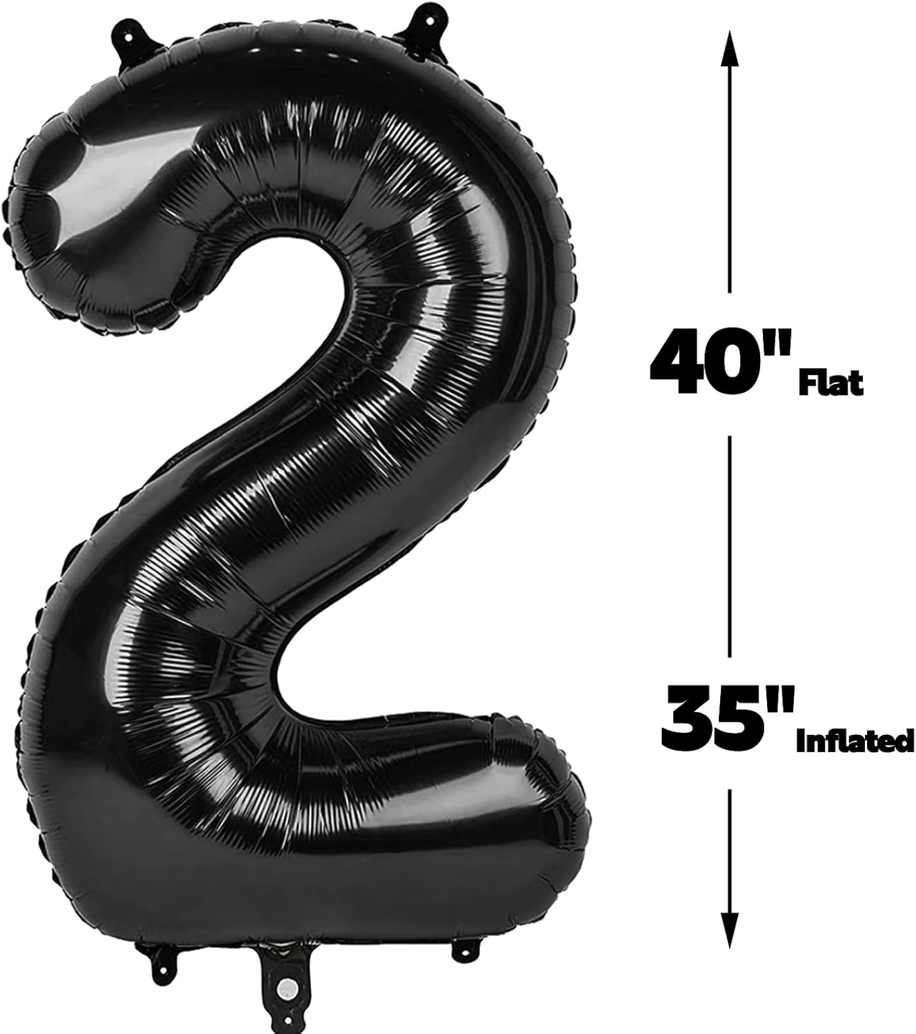 40 Inch Big Black Number 2 Balloon Birthday Decoration, Numbers 2 Helium Balloons 12 20 22 23 24 26 28 32 42 Celebration, Boy Girl Baby Anniversary Party Graduations Supplies Decorations