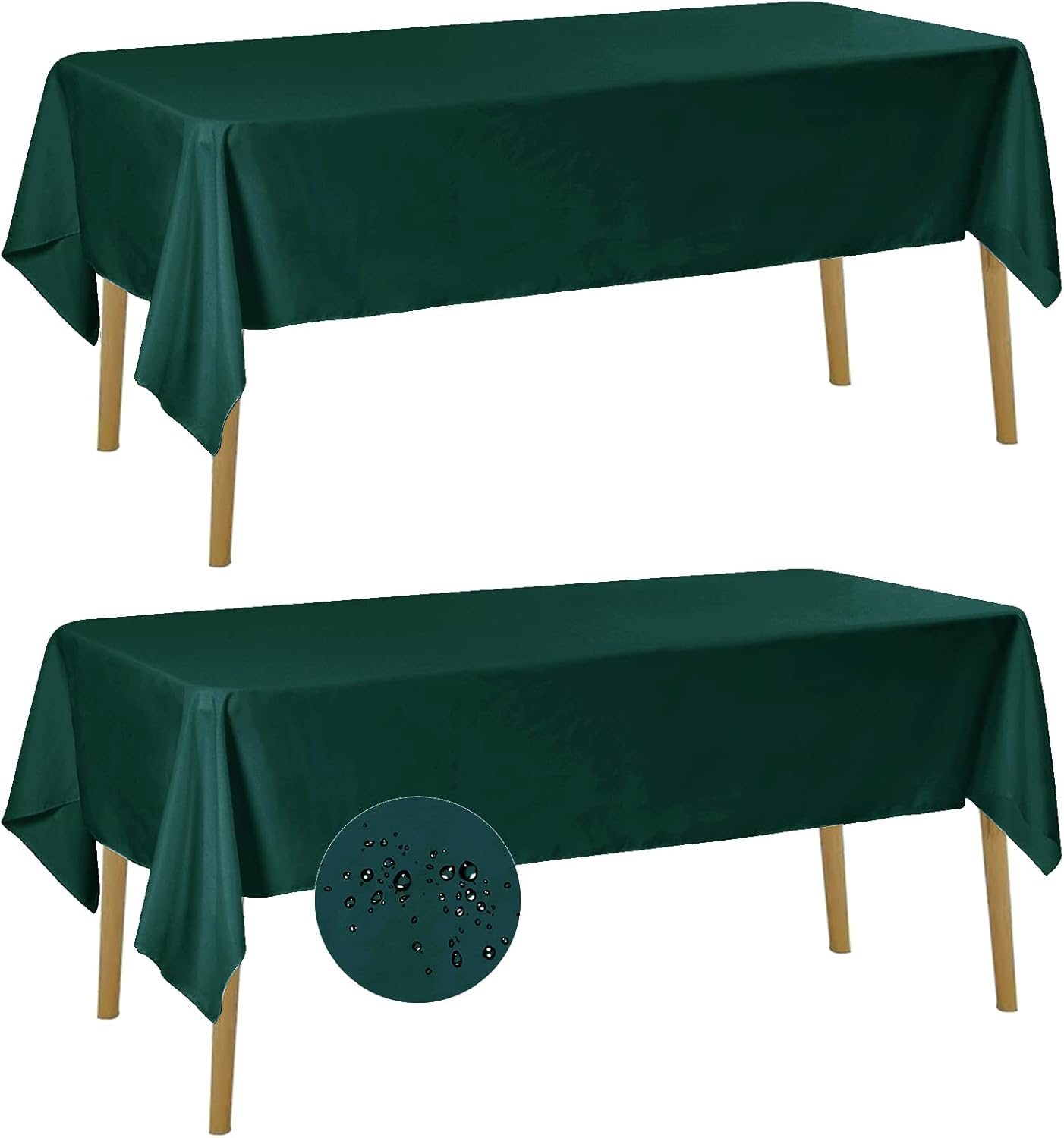 Fokitut 2 Pack Waterproof Rectangle Tablecloth, 60x120 Inch,Stain Resistant and Wrinkle Polyester Table Cloth, Fabric Table Cover for Kitchen Dining, Wedding, Party, Holiday Dinner-Hunter