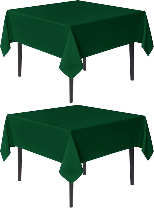 sancua Square Tablecloths 70x70 Inch Hunter Green, 2 Pack - Fabric Table Cloth for Square or Round Tables, Washable Polyester Table Cover for Christmas Dinner, Holiday Party, Display Tables