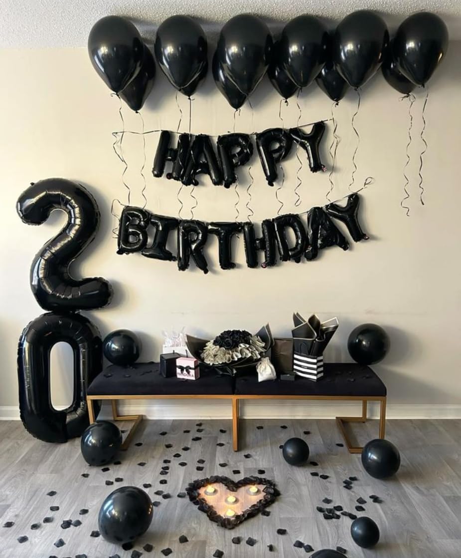 Black Number 24 Balloon, 40 Inch, Birthday Party Decorations, Anniversary & Graduation Supplies