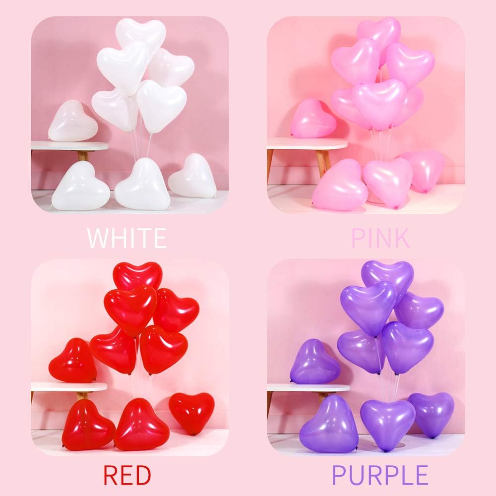 50 6-inch Pink Color Heart shaped Latex Balloons for Valentines Day,Propose Marriage,Wedding Party.