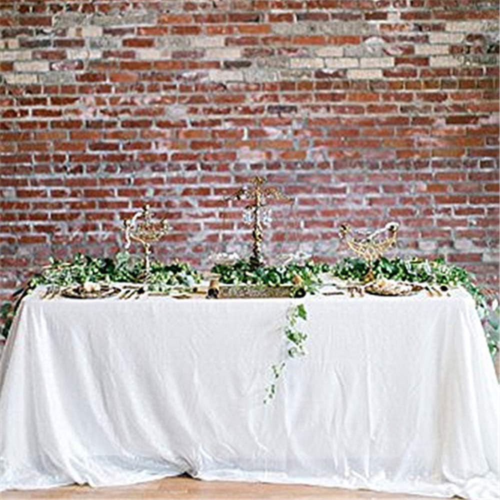QueenDream Sparkly Sequin Tablecloth - White Table Cloth 50x80 Inches Rectangle Table Overlay Fabric for Birthday Parties Baby Shower Decoration