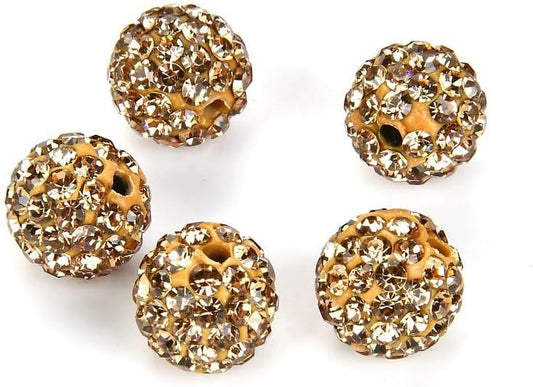 50pcs Adabele Grade A Suncatcher Crystal Rhinestone Pave Loose Beads 8mm Crystal Golden Shadow Polymer Clay Disco Ball Spacers Compatible with Shamballa All Craft Jewelry Making DB8-28