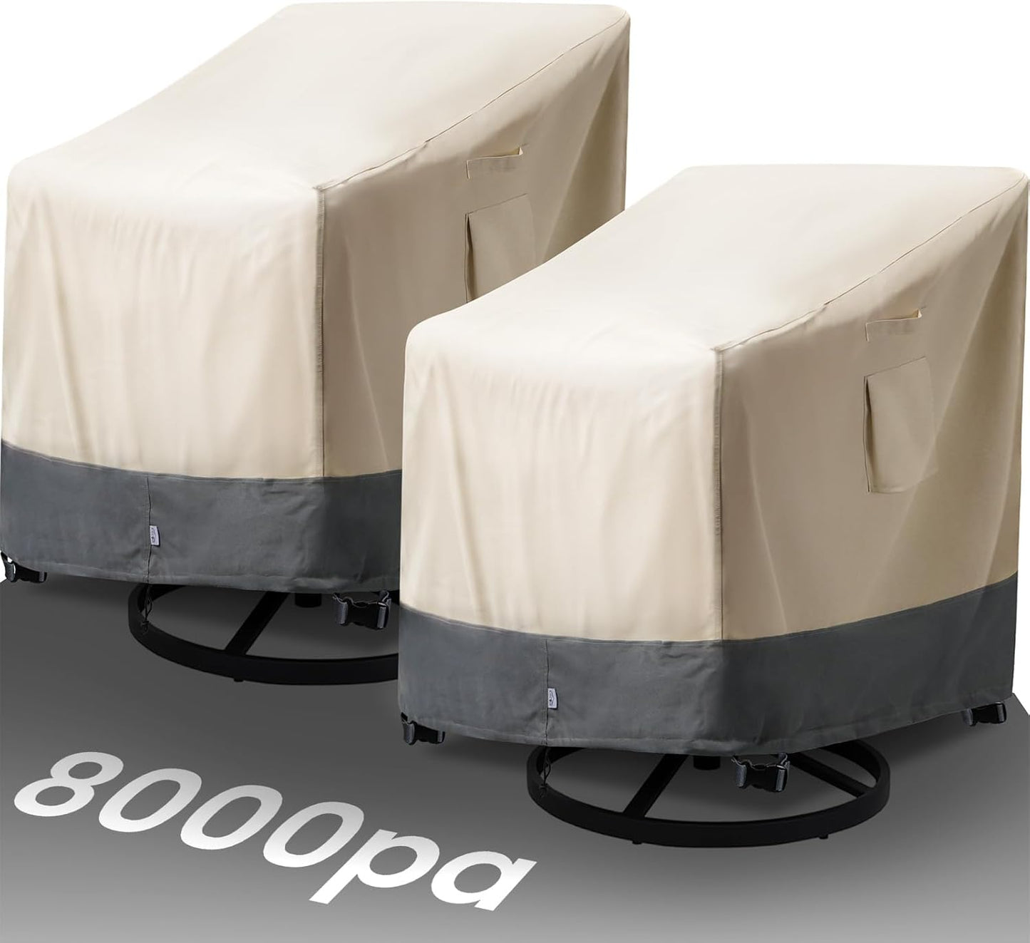 Extra Heavy Duty Patio Chair Covers Waterproof, 2 Pack Patio Furniture Covers for Outdoor Swivel/ Rocking Chair/ Adirondack Chairs, Outdoor Seat Cover with Air Vents, 35"W x 37"D x 38.5"H