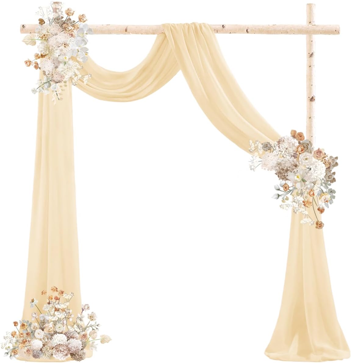 Champagne Gold Wedding Arch Draping Fabric 29" x 20 FT Wedding Drapes for Backdrop Sheer Curtains Drapes for Romantic Bridal Baby Shower Decor Ceremony Birthday Party Fall Outdoor Events