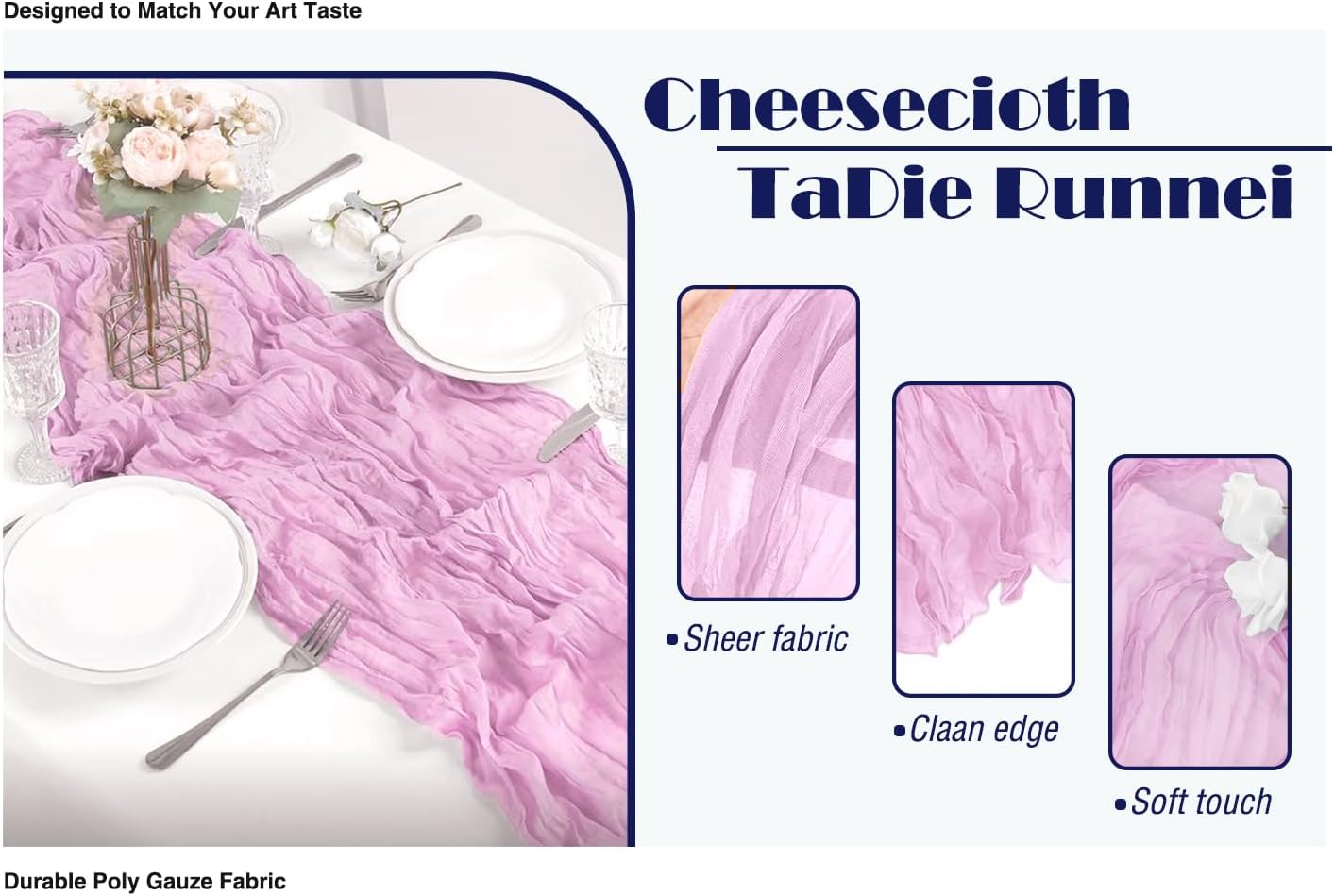 12 Pack Pink 10 Ft Cheesecloth Table Runner 20x120 Inch Boho Wrinkled Sheer Romantic Gauze Decor for Wedding, Bridal Shower, Birthday Party