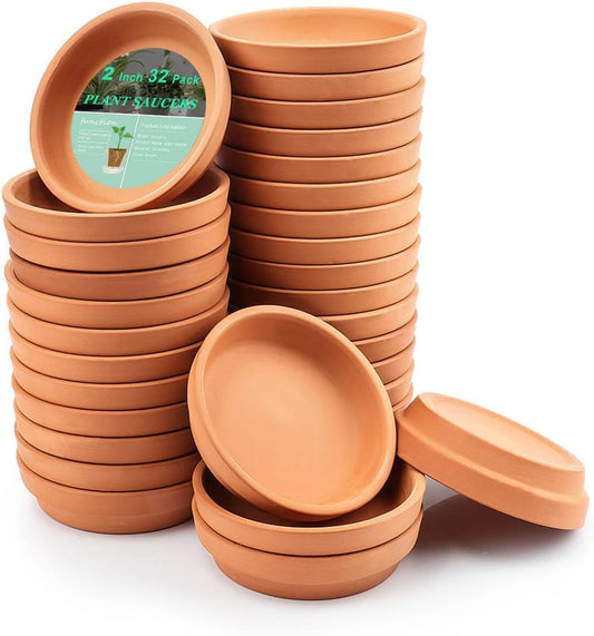 vensovo 2 Inch Terracotta Plant Saucer Pots Tray - 12 pcs Mini Planter Saucers for Indoor & Outdoor Plants, Small Clay Trays Perfect for 1 Inch 1.5Inch Flower Pot