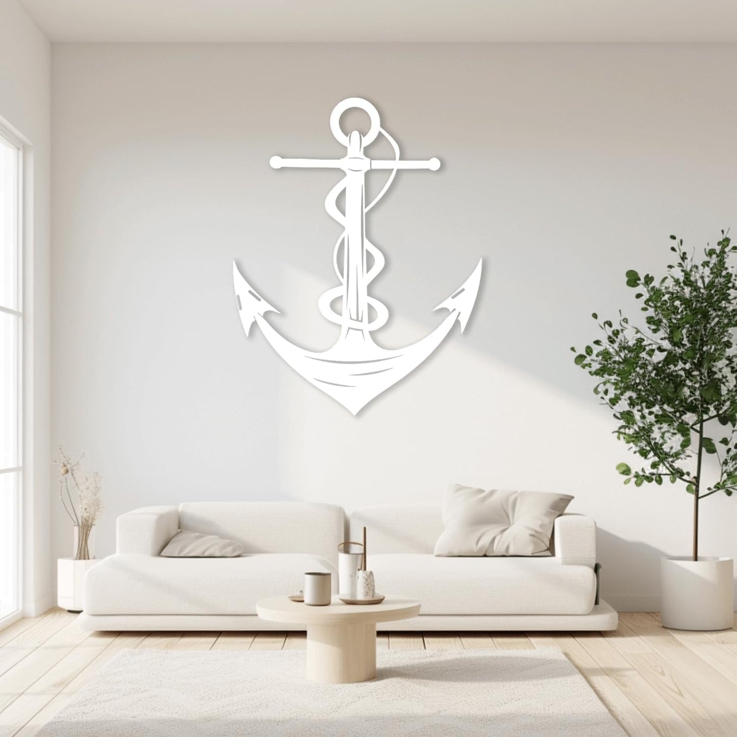 XXQ Anchor Metal Wall Decor, Anchor Metal Wall Art for Bedroom Living Room Dorm Antique Anchor Wall Decor Antique Metal Anchor Farmhouse Decor (Whhite, 35" x 53" / 90 x 135cm)