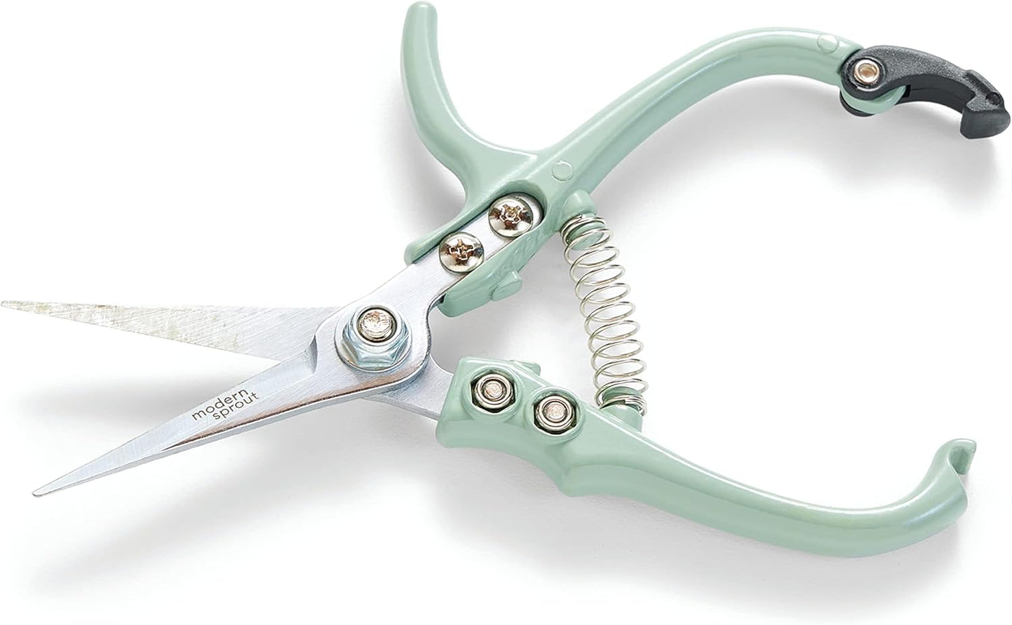 Modern Sprout Pruning Shears - Herb Snipping Scissors- Lightweight Gardening Tools W/Easy Lock - Flower Cutter Garden Shears - Carbon Steel Blade + Reusable Holster (Green, 1-Pack)