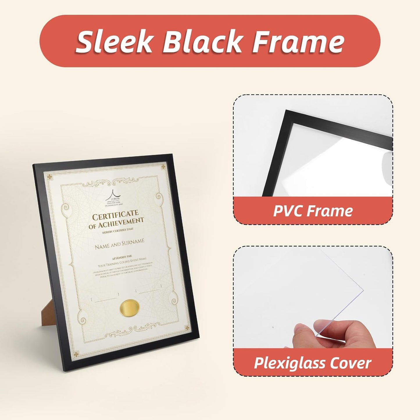 Rempry 8.5 x 11 Picture Frame Set of 14, Certificate Frames 8.5 by 11, Black Photo Frame for Diploma Document, Tabletop and Wall Display