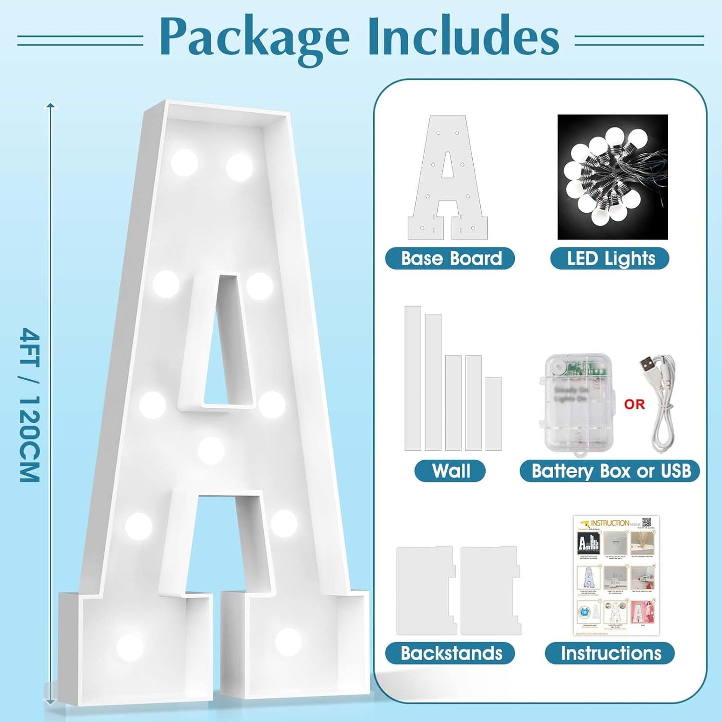 Ledido 4FT Marquee Light Up Letters, Cool White Light Up Letters Large Marquee Letter for Party Decorations, Mosaic Letter I for Balloons, Wedding Birthday Graduation Decor