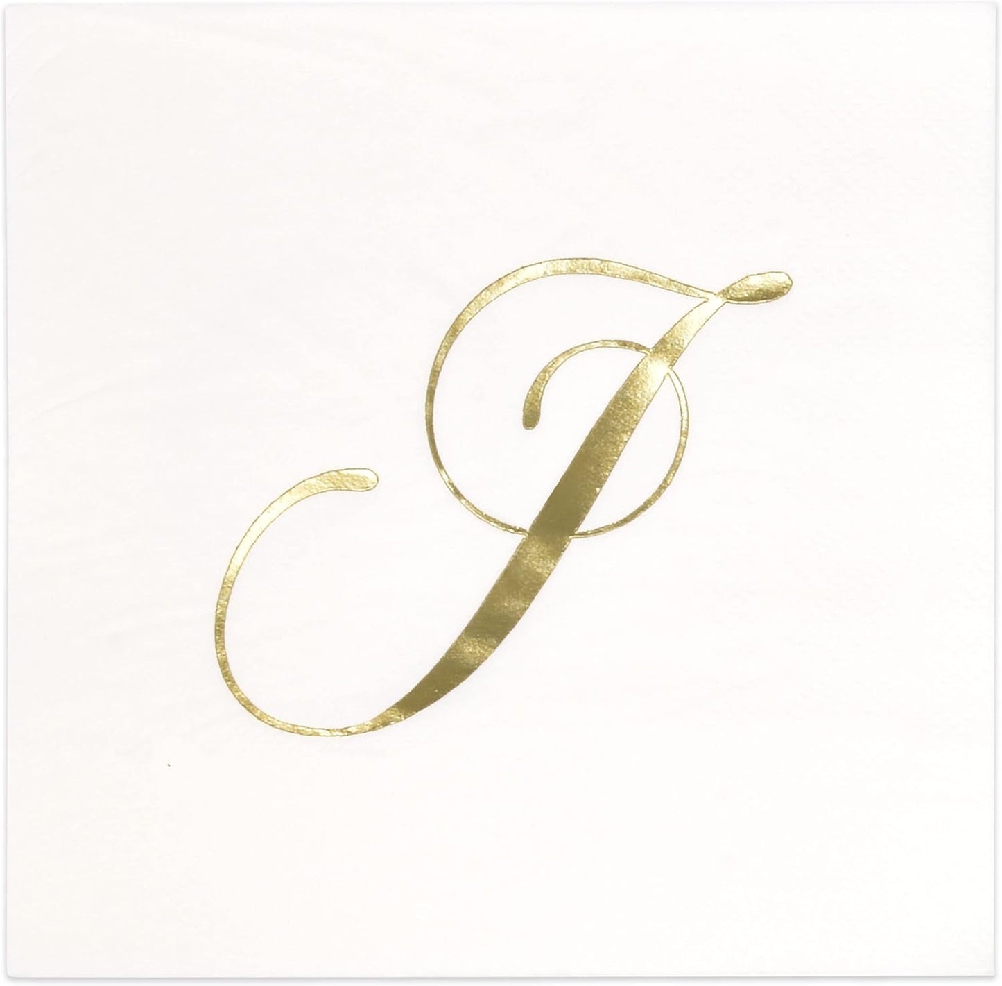 Gift Boutique 100 Gold Foil Monogram J Cocktail Napkins Disposable Paper Hand Towels for Wedding Baby Shower Holiday Party Powder Room Decor