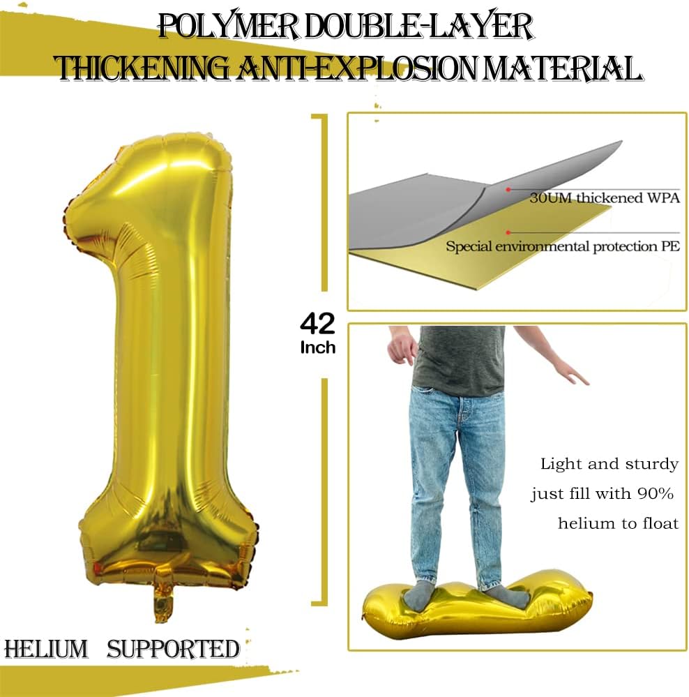 GOER Number 13 Balloons for 13th Birthday Sweet 13 Party Decorations,42 Inch Jumbo Foil Helium 31 Balloons for 31st Birthday Party Decoration (Gold)