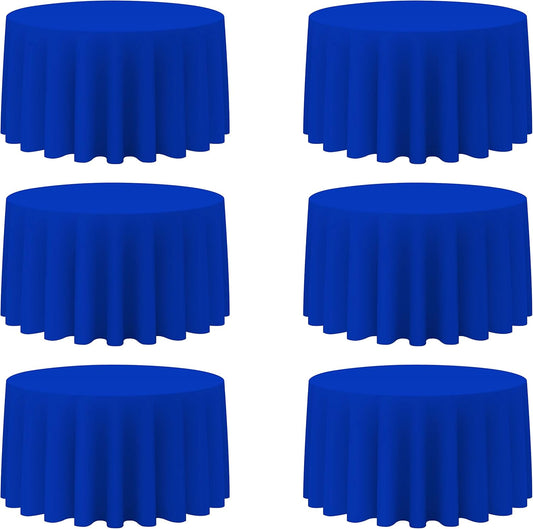 BRILLMAX 6 Pack Royal Blue Round Tablecloths 120 Inch - Circle Bulk Linen Polyester Fabric Washable Table Cloth Cover for Wedding Reception Banquet Birthday Party Buffet Restaurant