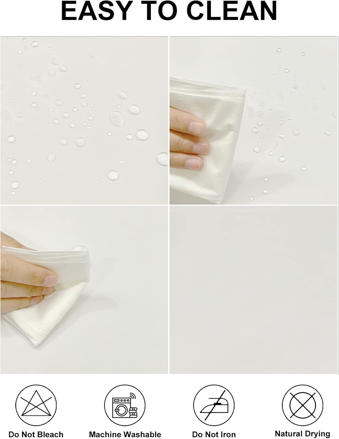 Fokitut 6 Pack Waterproof Round Tablecloth, 132 Inch, Stain Resistant and Wrinkle Polyester Table Cloth, Fabric Table Cover for Kitchen Dining, Wedding, Party, Holiday Dinner-Ivory