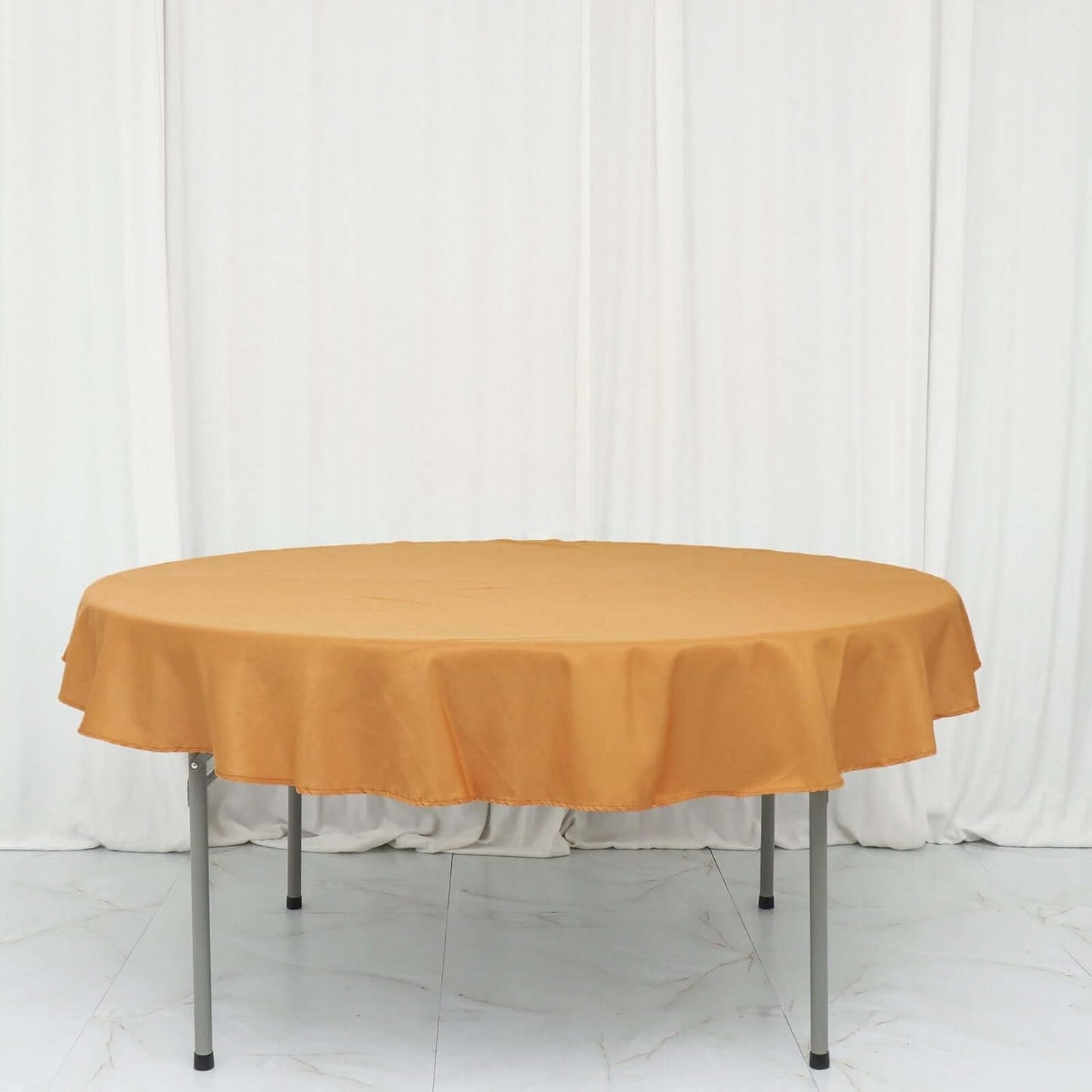 Efavormart Round Tablecloth, 70 Inch Stain & Wrinkle Resistant Washable Table Cloth, Decorative Polyester Fabric Table Cover for Banquet, Wedding, Dining- Gold