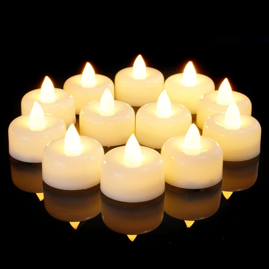 Amagic 24Pack Flameless LED Tea Lights Candles Battery Operated, Electric Fake Tealight Candles for Votive, Halloween, Christmas, Home Decor, Wedding, Table Decor (24Pack)