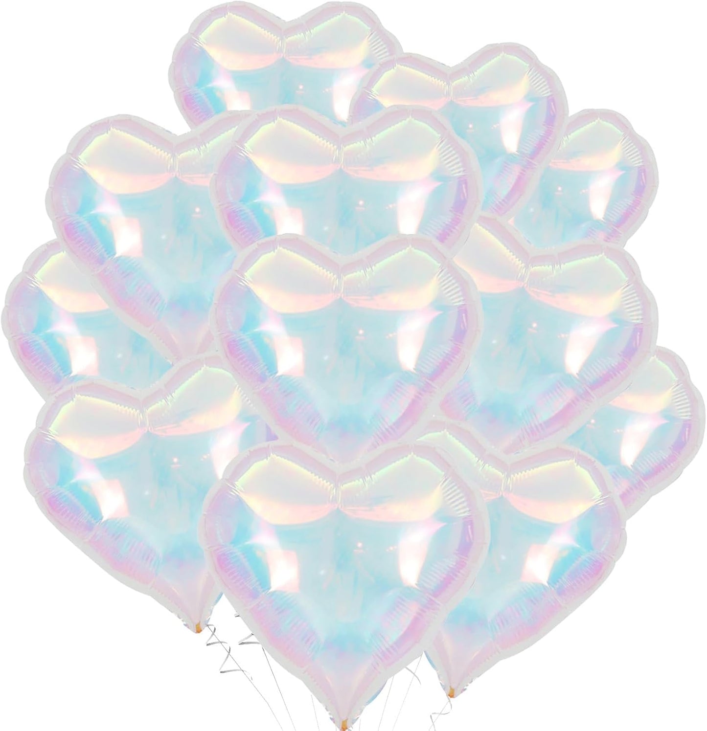 Iridescent Heart Balloons,12Pcs 18Inch Iridescent Heart Shaped Foil Helium Polyester Film Balloons for Baby Shower Birthday Anniversary Wedding Engagement Disco Party Decorations