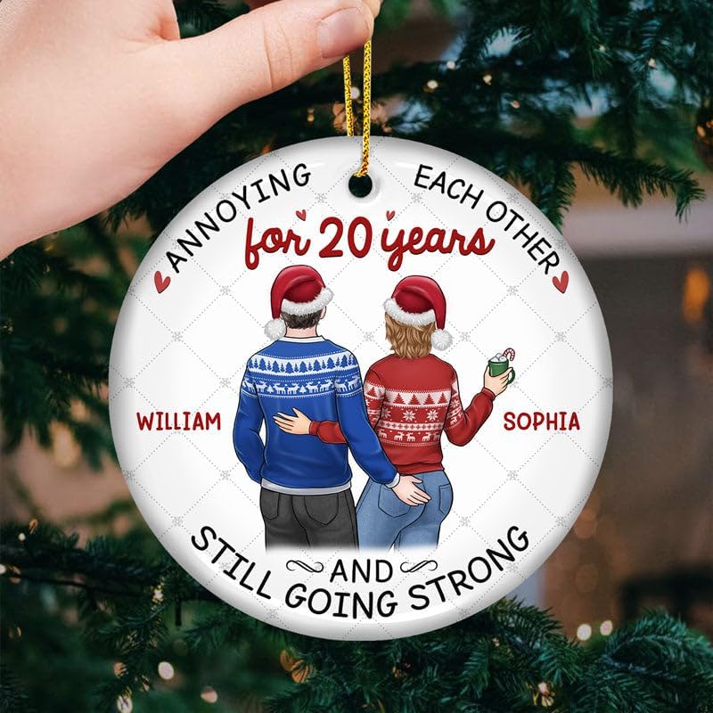 Pawfect House Congratulations to My Man Personalized Ceramic Christmas Ornaments, Christmas Anniversary Wedding Gifts for Couples, Husband, Wife, Xmas Decorations, Hanging Decor, Housewarming Gifts