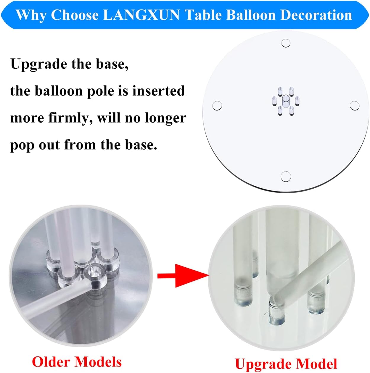 LANGXUN 28" Height Table Balloon Stand Kit for Birthday Party Wedding Decorations, Balloons Arch Kit for Graduation Party and Christmas Balloon Decorations (4 Pack)