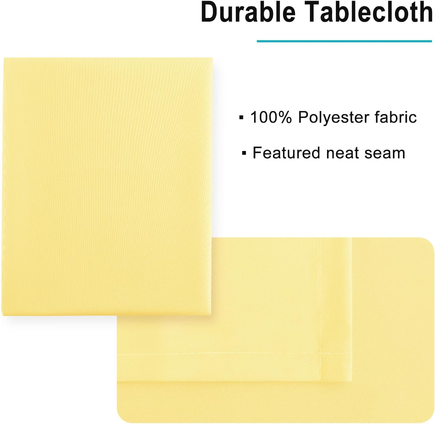 Hiasan Waterproof Tablecloth Rectangle - Washable Fabric Table Cloth for Dining Room Kitchen Birthday Party and Outdoor Use, Light Yellow, 70 x 108 Inch