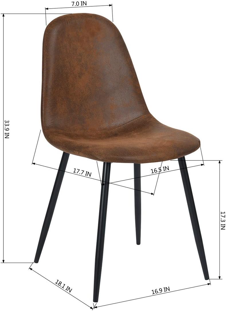Homy Casa Dining Chairs Set of 6, Modern Mid-Century Style Dining Room Side Chairs Accent Chairs with Black Metal Legs Comfortable for Kitchen Lounge Farmhouse, Rustic Brown, 6PCS
