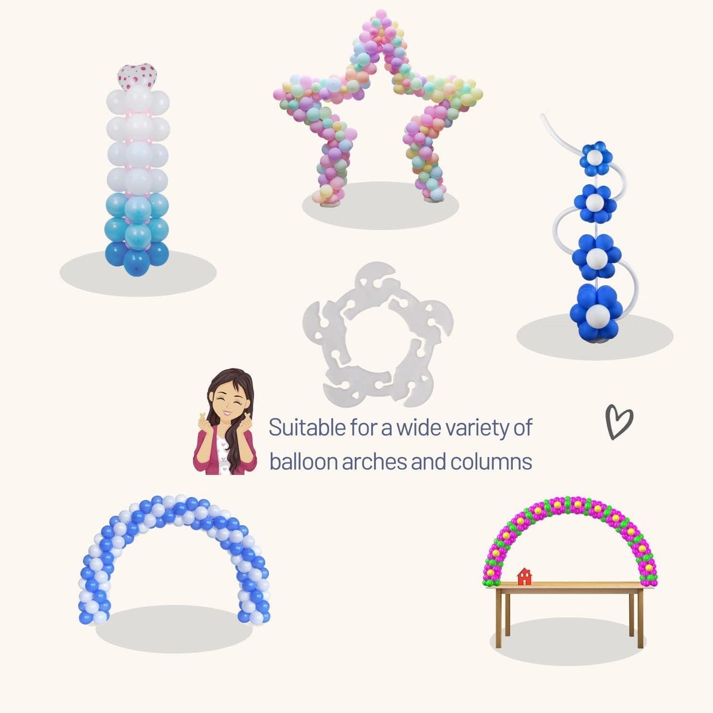 200PCS Balloon Arch Clips, Reusable Balloon Clips for Balloon Arch, Plastic Balloon Supplies for Stand, Balloon Garland Clips for Party Wedding Baby Shower Decorations