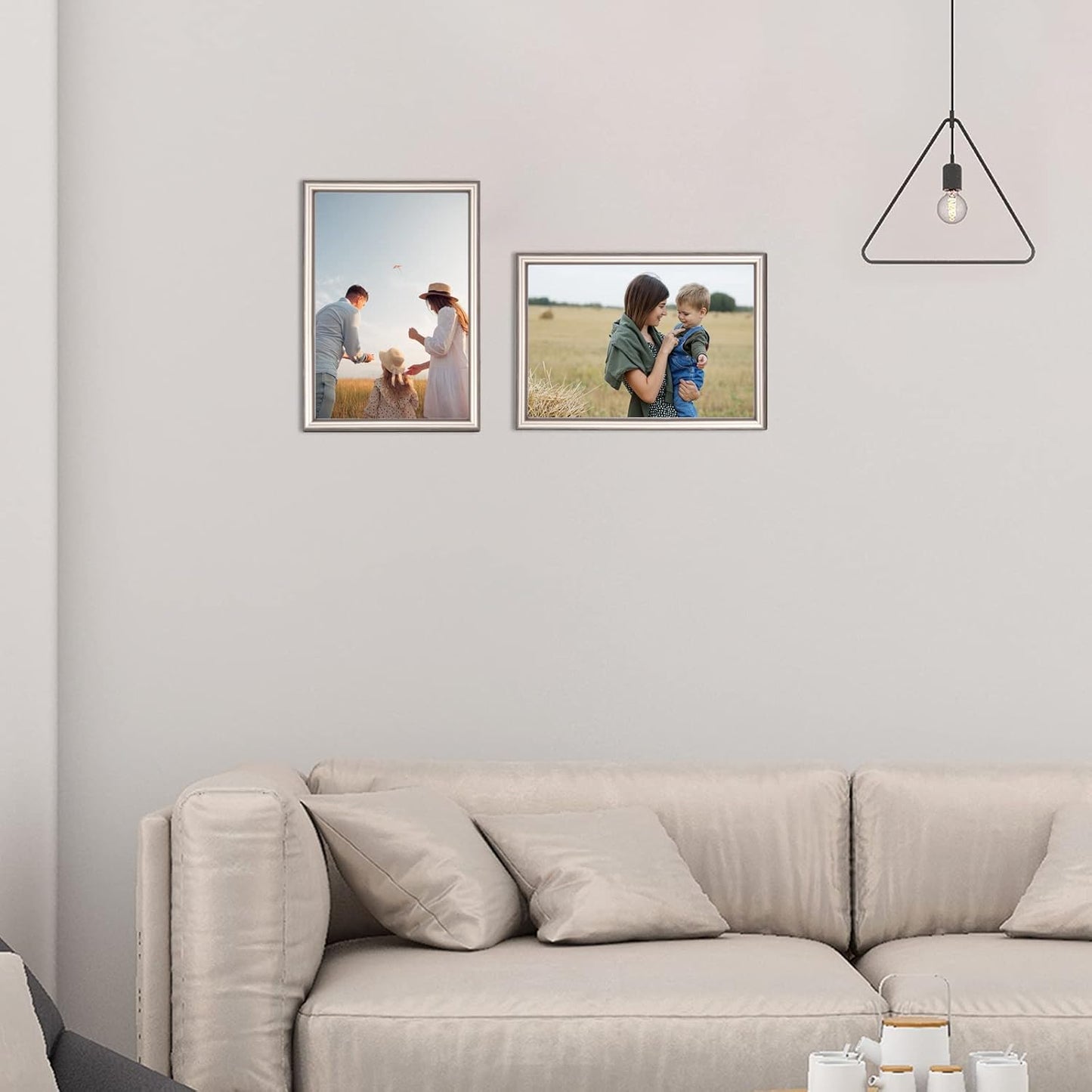 4x6 Picture Frame Champagne Brushed Modern Simple Thin Aluminum Metal Photo Frame with HD Real Glass, Display for Tabletop and Wall Collage. (2 Pack)