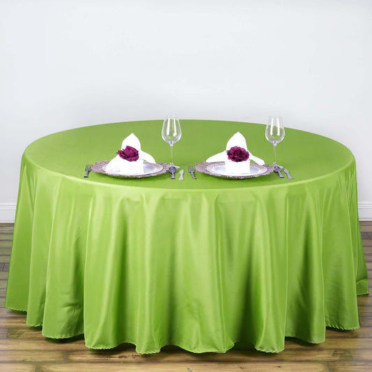 Efavormart Round Tablecloth, 108 Inch Stain & Wrinkle Resistant Washable Table Cloth, Decorative Polyester Fabric Table Cover for Banquet, Wedding, Dining- Lime Green