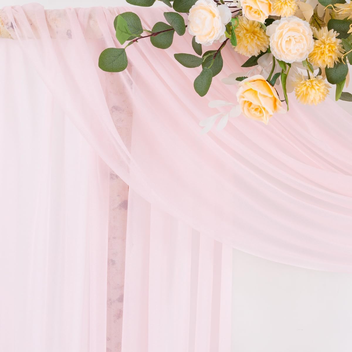Socomi Blush Pink Wedding Arch Draping Fabric 29" x 20Ft 1 Panel Sheer Outdoor Curtain Drapes Extra Long for Bridal Baby Shower Ceremony Birthday Party Decor