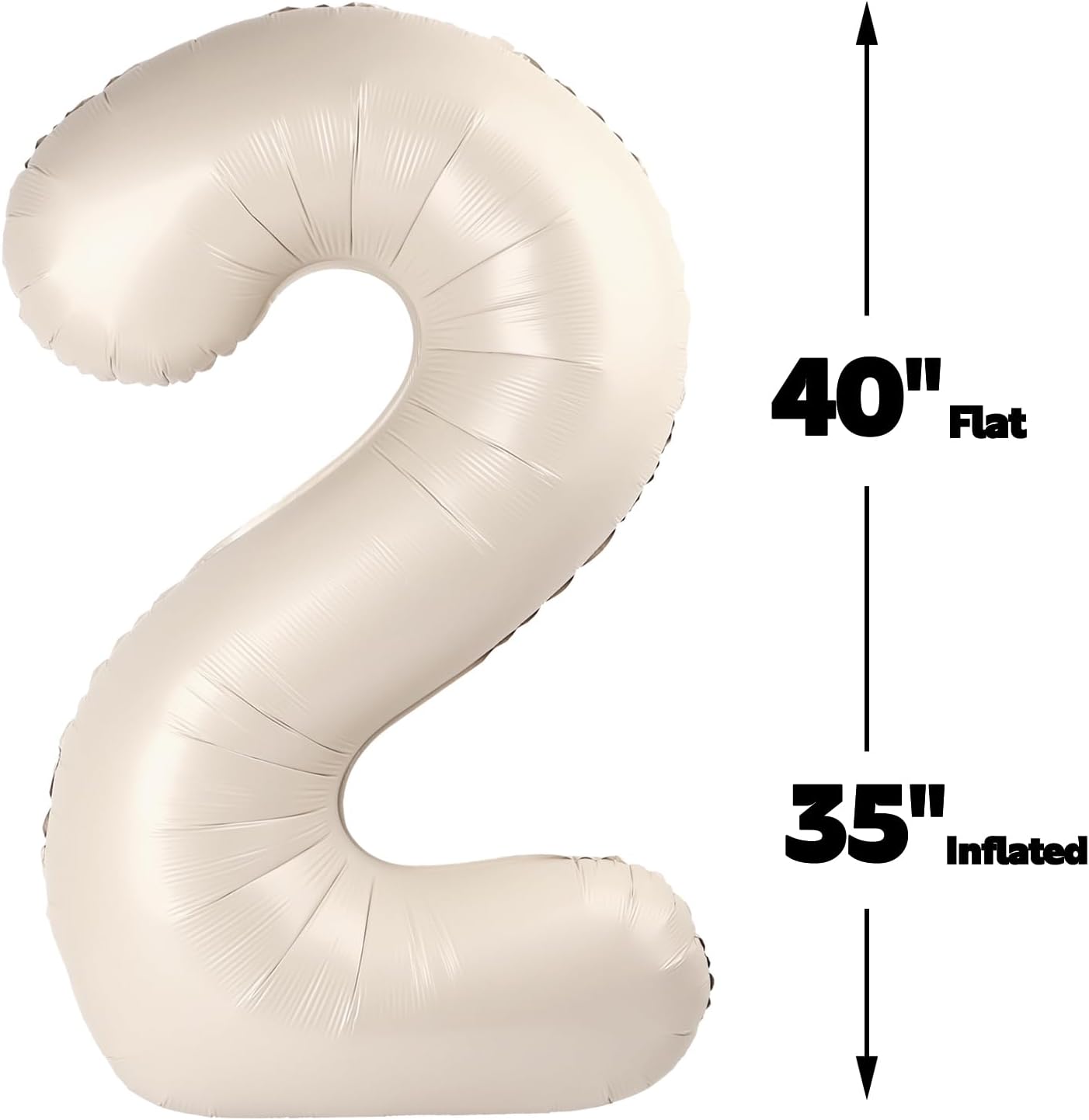 40 Inch Cream White Large Number 24 42 Birthday Balloon, Giant Numbers 24 42 Balloons, Foil Mylar Big Balloons for Anniversary Graduation Supplies Decorations