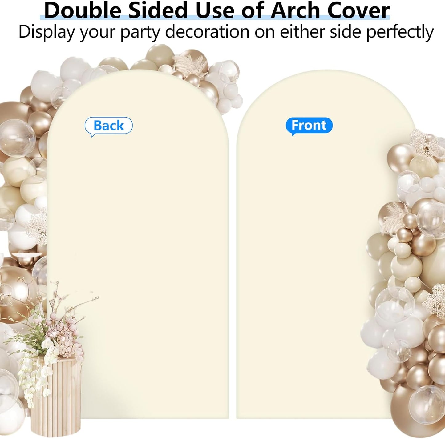 HEMMOTOP Light Beige Arch Backdrop Cover (No Arch Stand), 6 ft Spandex Arch Covers Stretchy Backdrop for Balloon Arches, Wedding, Birthday Party, Baby Shower, Banquet Arch Decoratio