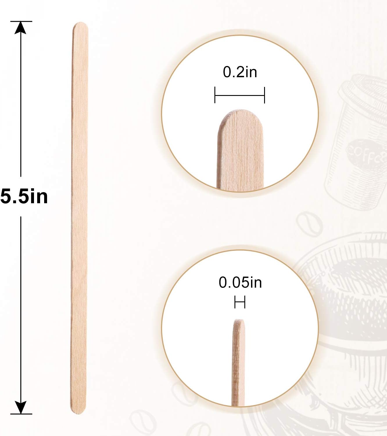 Wooden Coffee Stirrers Individually Wrapped, 500-Count 5.5 Inch Birch Stir Sticks, Natural & Eco-Friendly Disposable Wood Stirrers for Coffee, Hot Drinks, Cocktails, Coffee Bar Accessories ﻿