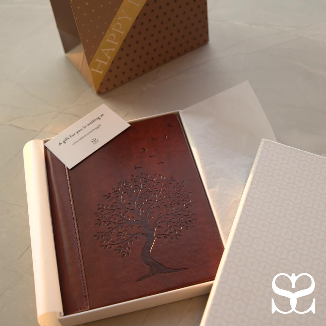 SETTINI® Lined Journal - Cat Journal for Writing Gift Set - Hardcover Vegan Leather, Includes Luxury Pen in a Unique Pen Holder, 192 Pages, 6 x 8.5 inches, Birthday Gift