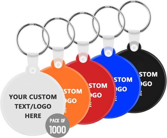 Custom Round Soft Keychains 1000 Pack, Personalized Logo, Text Bulk - Perfect for Tradeshows, Party Favors, Events - Customizable Key Tags