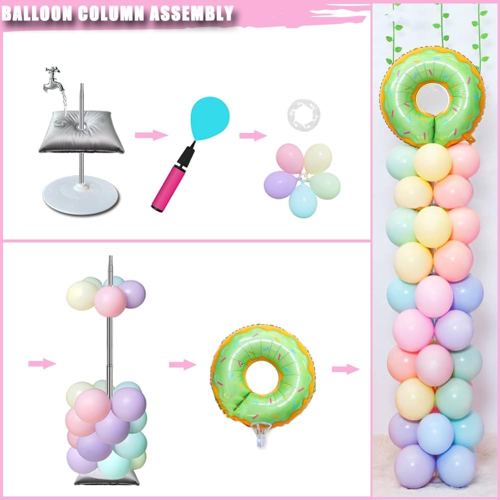Balloon Column Stand Set of 2, Adjustable 7 Feet Ballon Arch Stands with Bases for Floor, Tall Baloon Tower Pillar Assembly Kit for Halloween, Birthday, Party Decorations