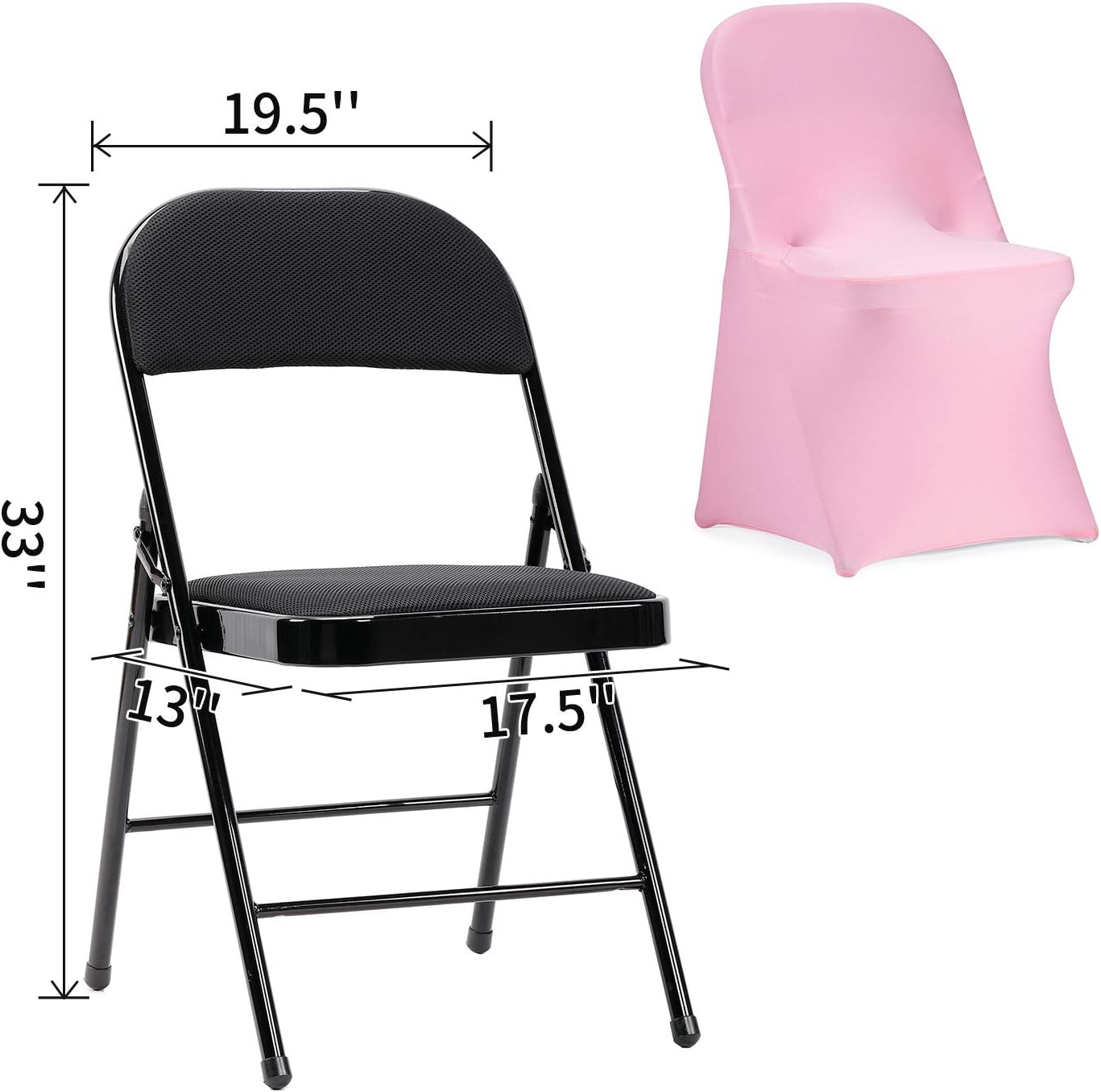 Peomeise Stretch Spandex Folding Chair Cover for Wedding Party Dining Banquet Event (Pink,12pcs)