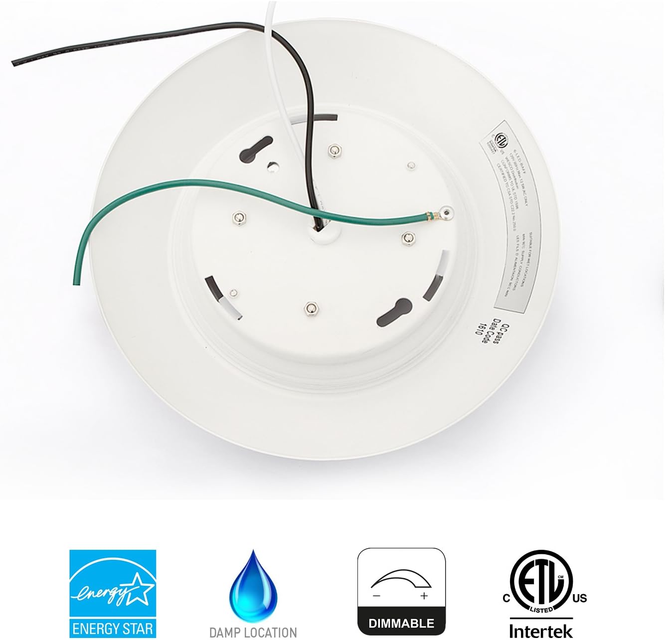 4 Inch LED Low Profile Recessed & Surface Mount Disk Light, Round, 10W, >600 Lumens, 3000K Warm White, CRI80, DOB Design, Dimmable, cETLus Listed, 1 Pack(White)