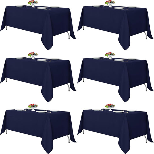 Fitable Navy Rectangle Tablecloths for 6 Foot Tables, 6 Pack - 70 x 108 Inches - Stain Resistant and Washable Table Clothes, Polyester Fabric Table Covers for Wedding, Party, Banquet, Buffect