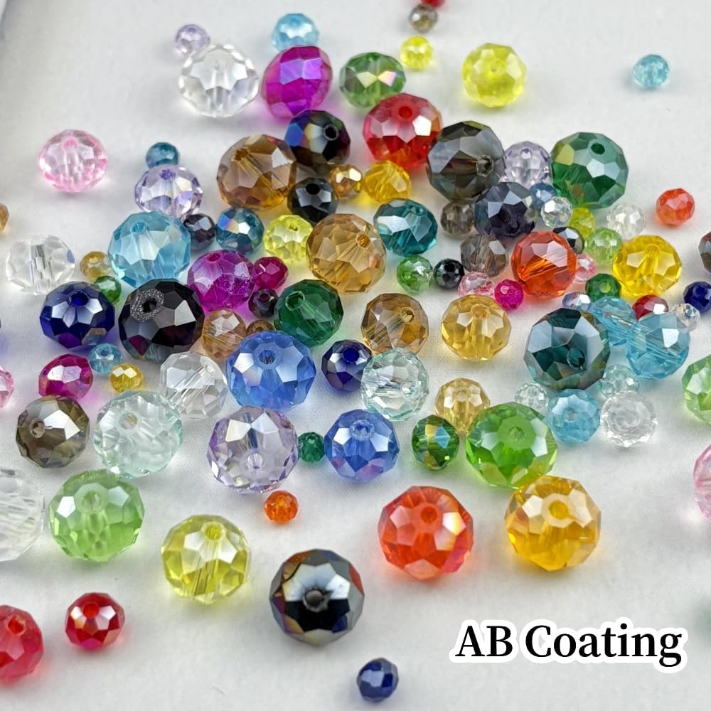 50pcs 10mm Crystal Glass Beads for Crafts Faceted Rondelle Glass Beads for Jewelry Making Crystal Spacer Beads for Necklaces Bracelets Earrings DIY Craft(Pink AB)