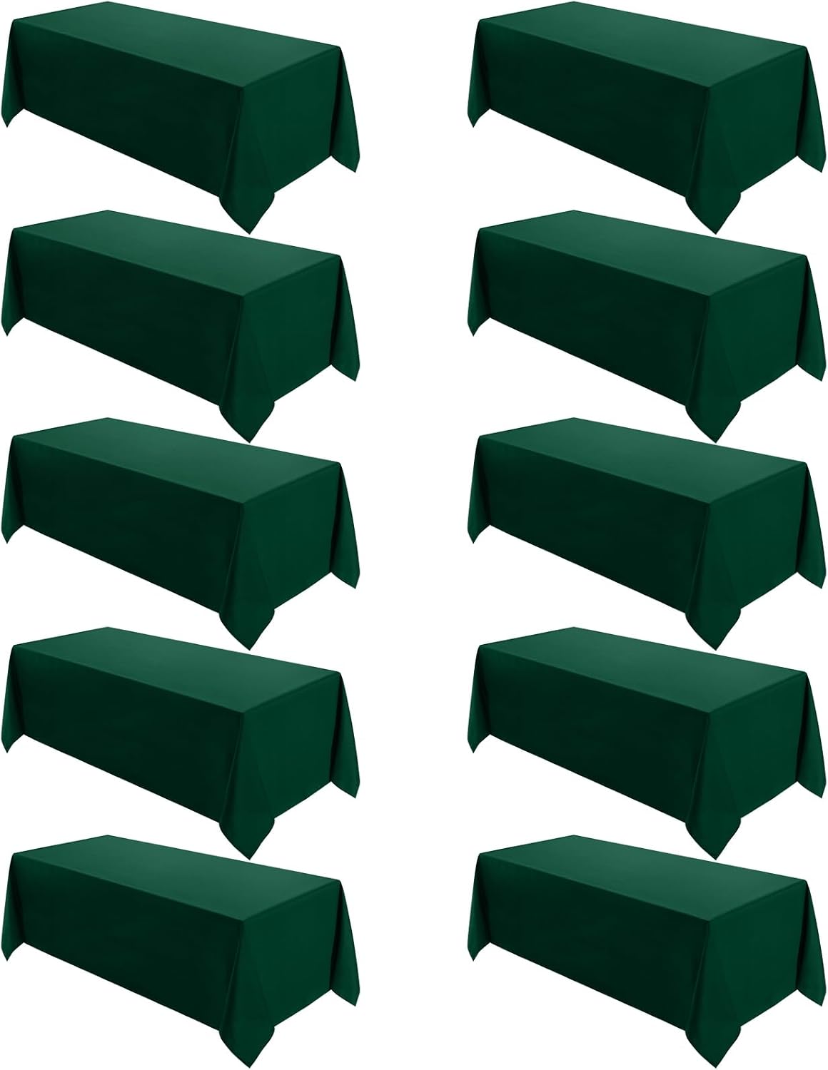 VidaFete Tablecloth 10 Pack 90 * 132inch Rectangle Table Cloth Polyester, Stain Wrinkle Resistant Polyester Dining Table Cover for Kitchen Dinning Party Wedding Rectangular Buffet Decoration(Green)
