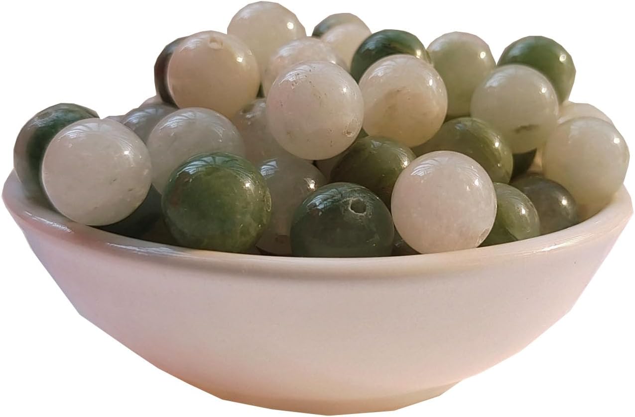Stone Beads 8mm 100pcs Tiansan Jade Beads Round Loose Gemstones Beads for Bracelet Necklace Jewelry Making (8mm, 60816 Tiansan Jade)