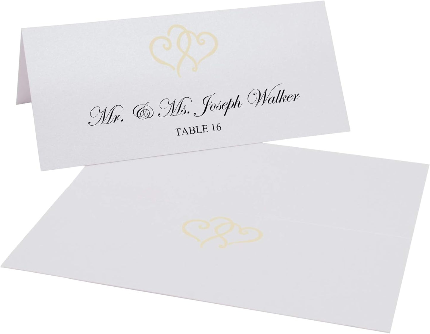 Linked Hearts Place Cards, Ivory (Choose Color), Set of 60, Pre-cut and Scored - Wedding, Party, Dinner, and Special Events - Made in the USA