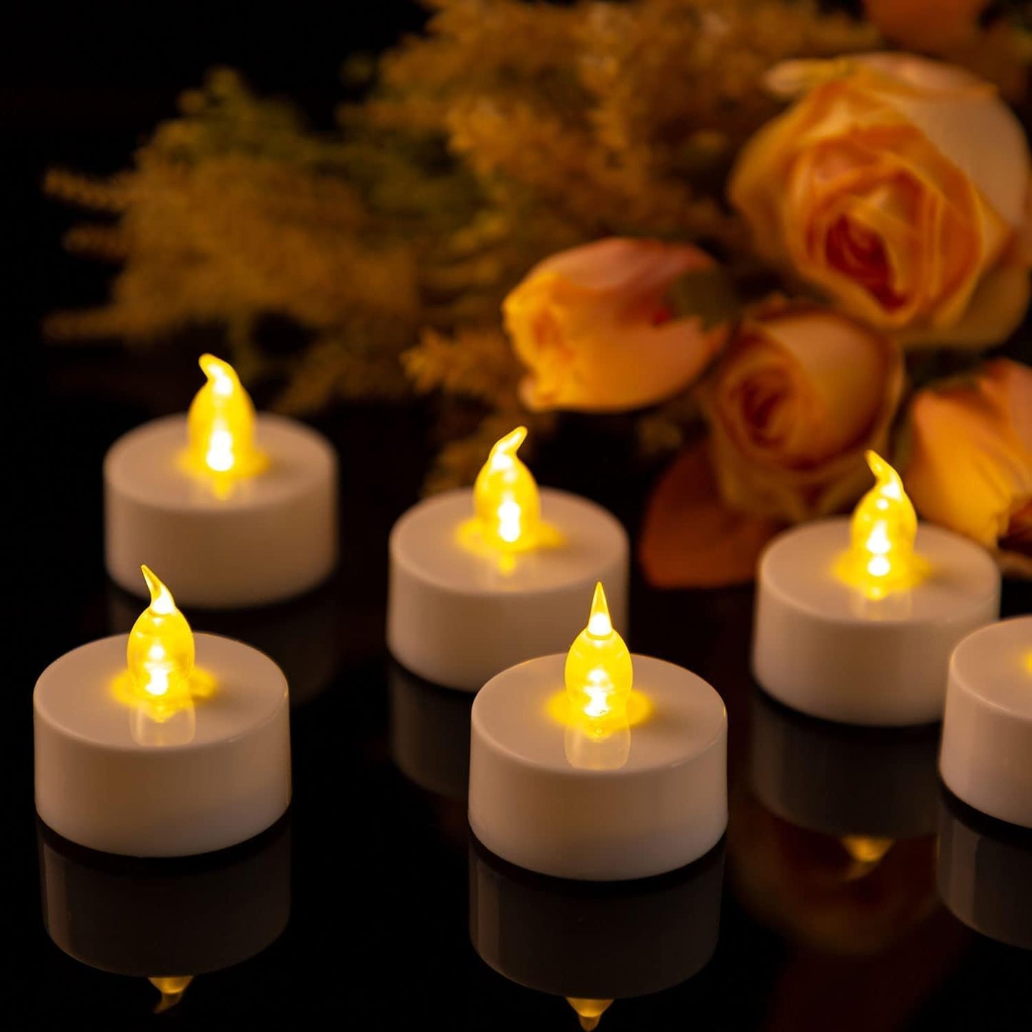 Tea Light Candles with Remote Control,Flickering Flameless LED Candle,Long Lasting 400+Hours,Battery Operated with Timer for Home Decoration Seasonal &Festival Celebration WarmYellow (12pcs)