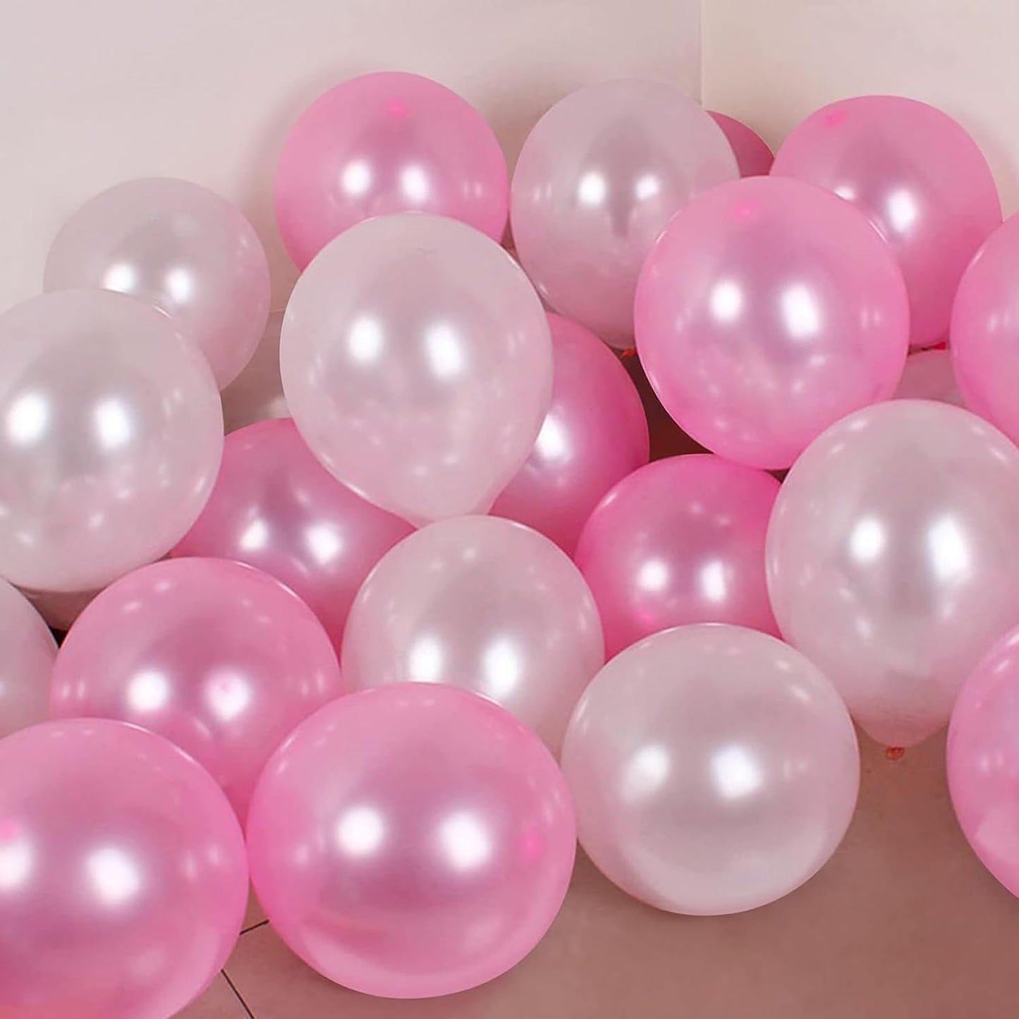 Paready Pink Balloons Set, 60 Pcs 12 Inch Pearl Balloons Metallic Macaron Pink Balloon, Pink Confetti Party Balloon for Girl Women Birthday Wedding Baby Shower Bridal Shower Decorations